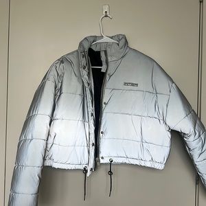 Reflective jacket cropped puffer jacket